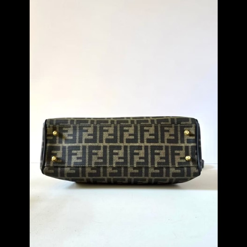 【LA LUNE】中古包 Fendi 黑咖啡色老花小凱莉包 單肩包 側背包 斜背包 二手-5