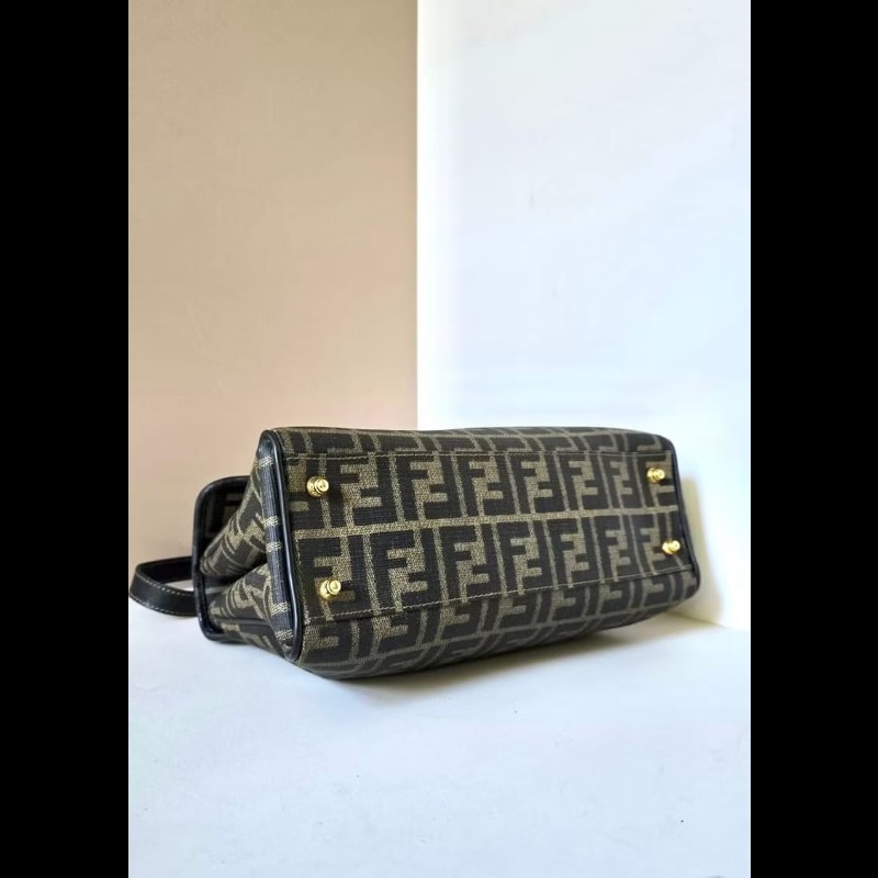 【LA LUNE】中古包 Fendi 黑咖啡色老花小凱莉包 單肩包 側背包 斜背包 二手-6