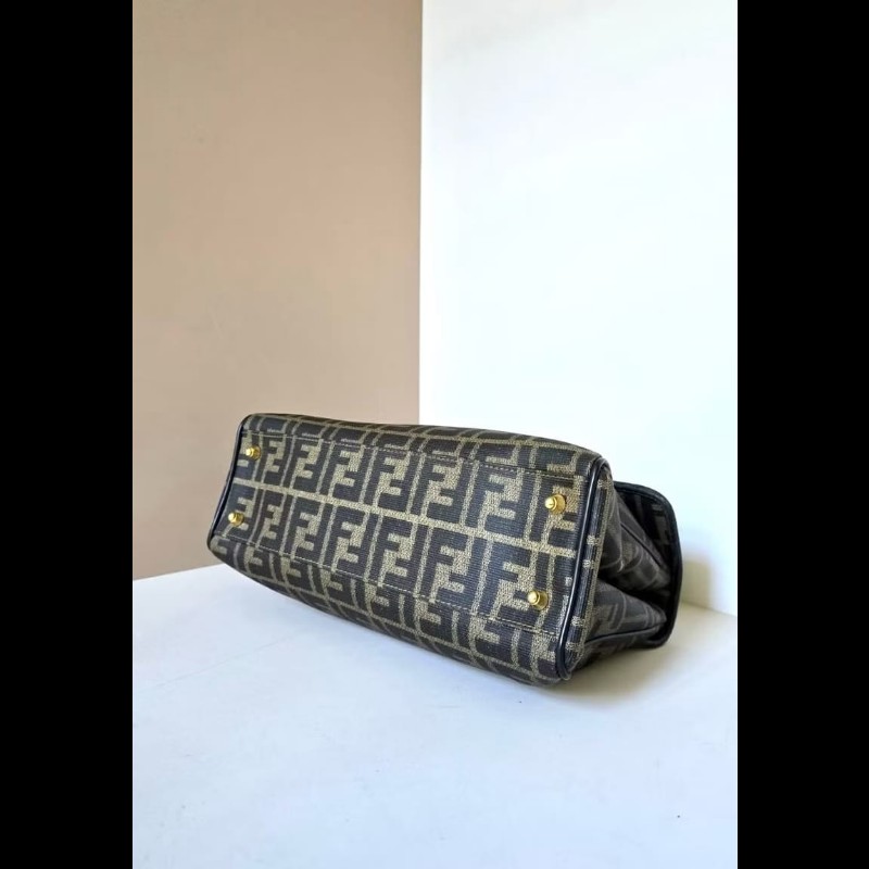 【LA LUNE】中古包 Fendi 黑咖啡色老花小凱莉包 單肩包 側背包 斜背包 二手-7