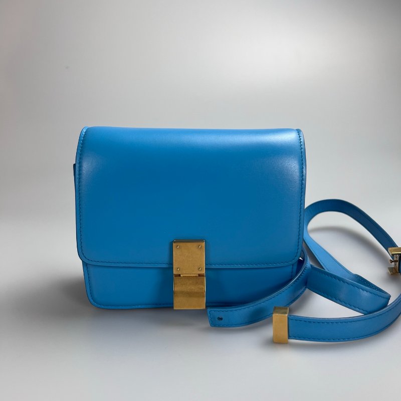 CELINE 孔雀藍金扣BOX包 MINI-0