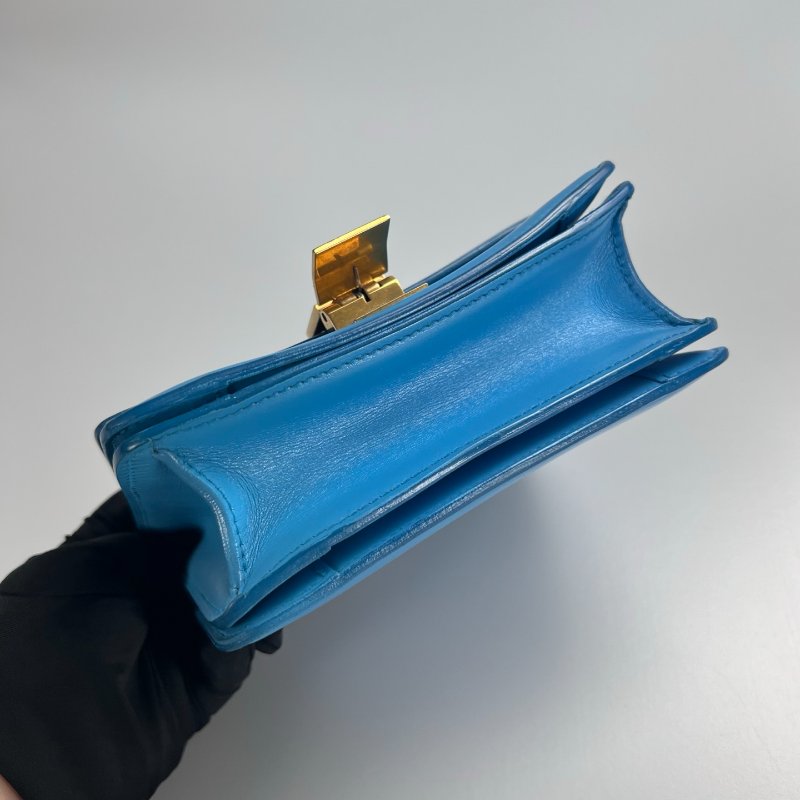 CELINE 孔雀藍金扣BOX包 MINI-4