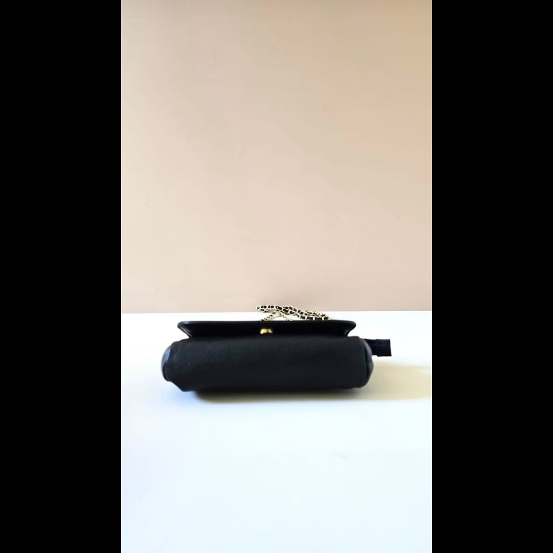 【LA LUNE】中古包 Chanel連鏡子黑金魚子醬皮革包 側背包 斜背包 二手古董包-1