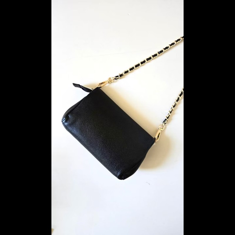 【LA LUNE】中古包 Chanel連鏡子黑金魚子醬皮革包 側背包 斜背包 二手古董包-2