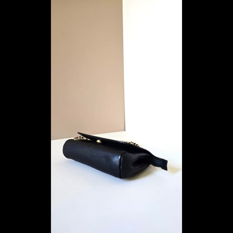 【LA LUNE】中古包 Chanel連鏡子黑金魚子醬皮革包 側背包 斜背包 二手古董包-4