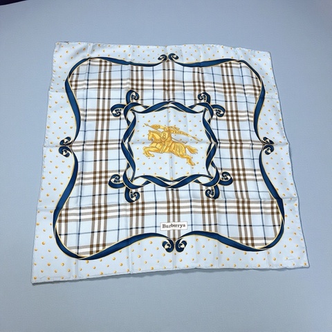 莉亞精品♡ Burberry 水藍戰馬絲巾二手美品