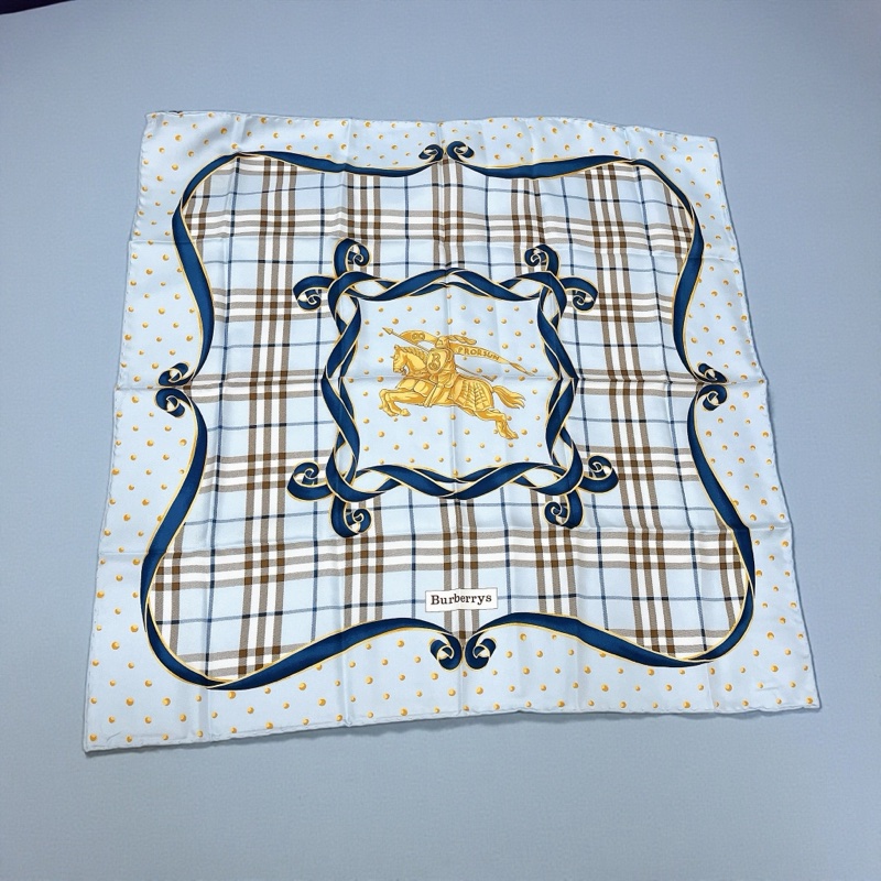 莉亞精品♡ Burberry 水藍戰馬絲巾二手美品-0