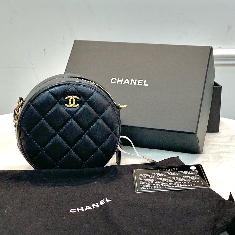 高級感Chanel 金球圓餅Rould clutch小包斜孭袋-0