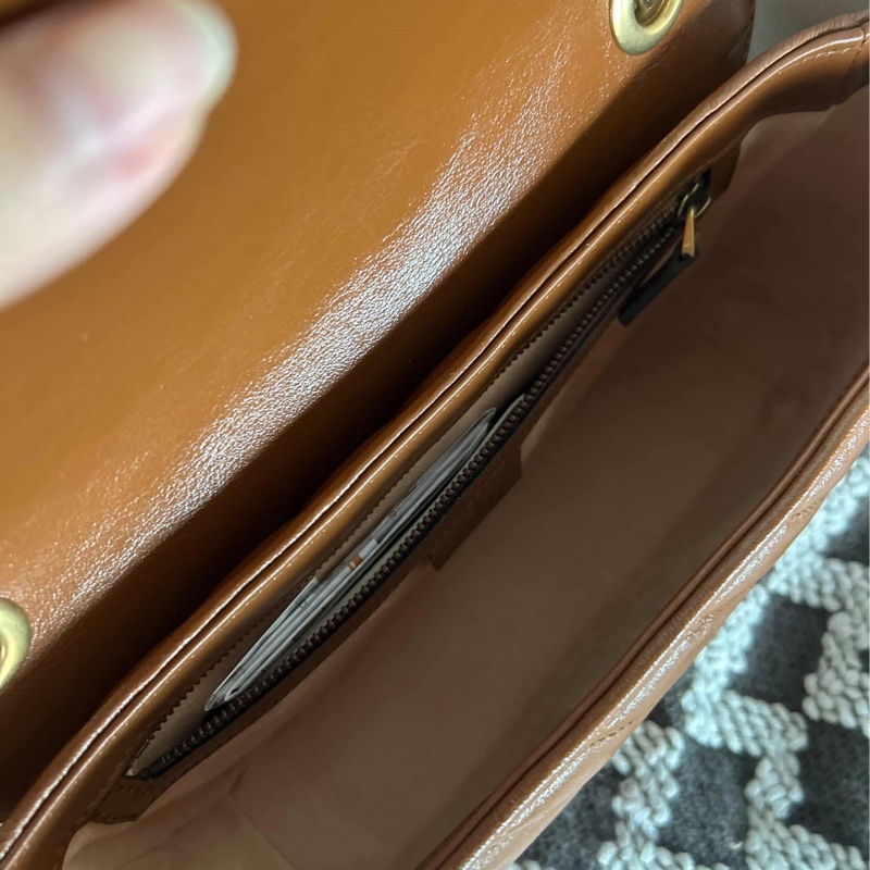 Gucci GG marmont 26 馬夢 中號 咖啡色 焦糖色 近新-19