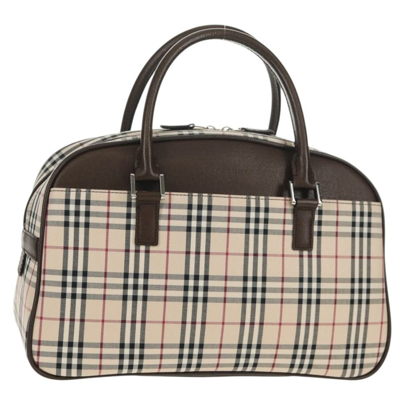 【日本直送】BURBERRY Nova 格紋波士頓包 帆布 米色 銀色 正品 am9746A-0