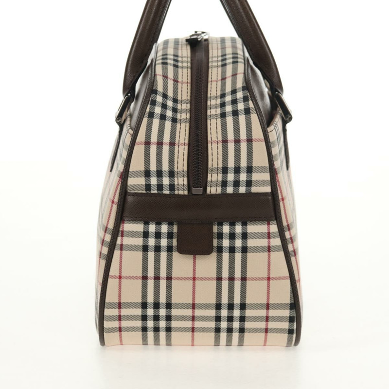 【日本直送】BURBERRY Nova 格紋波士頓包 帆布 米色 銀色 正品 am9746A-3