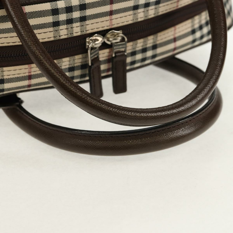 【日本直送】BURBERRY Nova 格紋波士頓包 帆布 米色 銀色 正品 am9746A-6