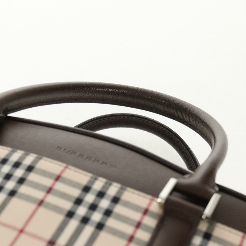 【日本直送】BURBERRY Nova 格紋波士頓包 帆布 米色 銀色 正品 am9746A-7