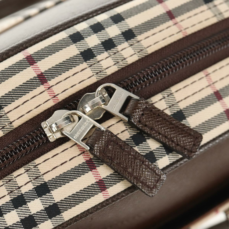 【日本直送】BURBERRY Nova 格紋波士頓包 帆布 米色 銀色 正品 am9746A-9