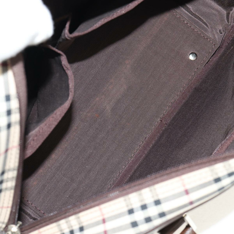 【日本直送】BURBERRY Nova 格紋波士頓包 帆布 米色 銀色 正品 am9746A-11