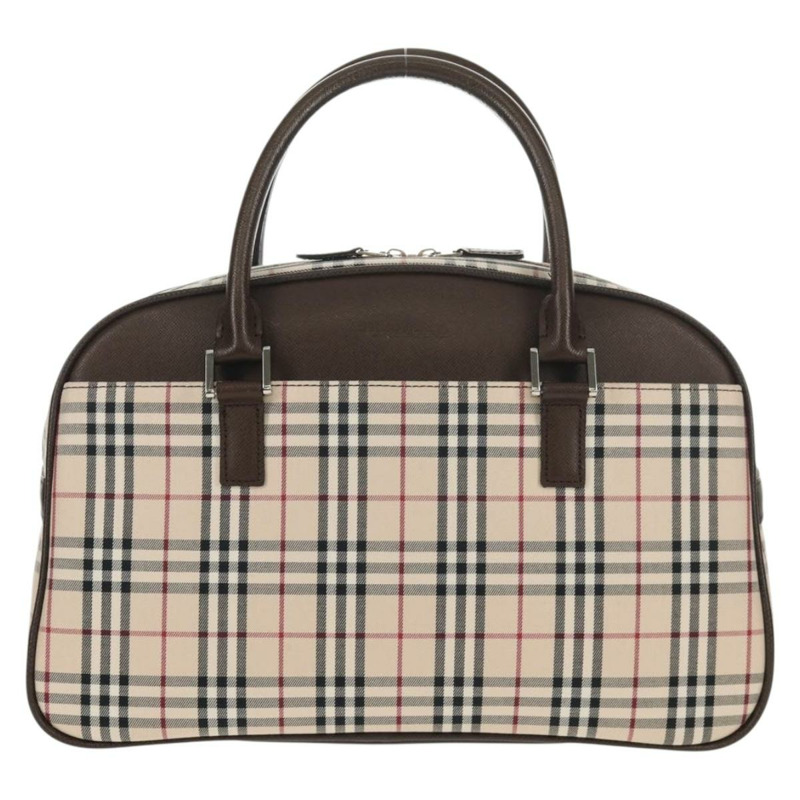 【日本直送】BURBERRY Nova 格紋波士頓包 帆布 米色 銀色 正品 am9746A-12