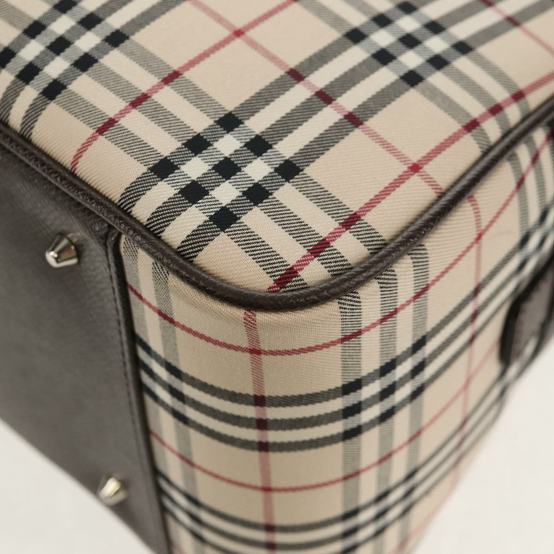 【日本直送】BURBERRY Nova 格紋波士頓包 帆布 米色 銀色 正品 am9746A-13