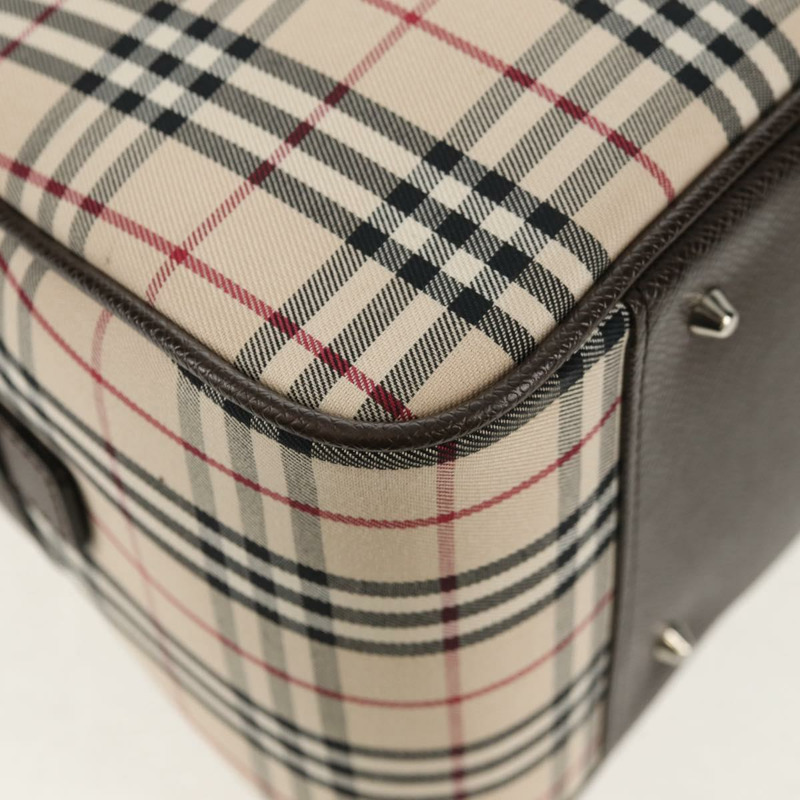 【日本直送】BURBERRY Nova 格紋波士頓包 帆布 米色 銀色 正品 am9746A-14