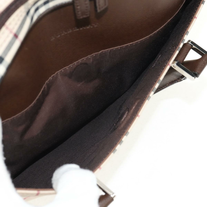 【日本直送】BURBERRY Nova 格紋波士頓包 帆布 米色 銀色 正品 am9746A-17