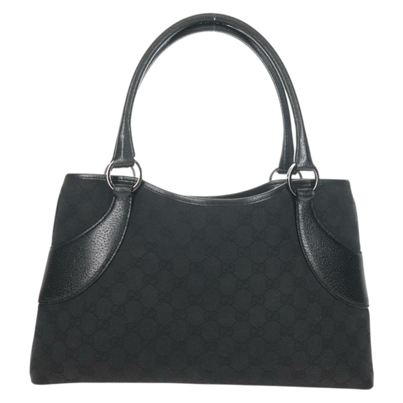 【日本直送】GUCCI GG帆布手提包 黑色 銀色 113015 正品 am9594V-1