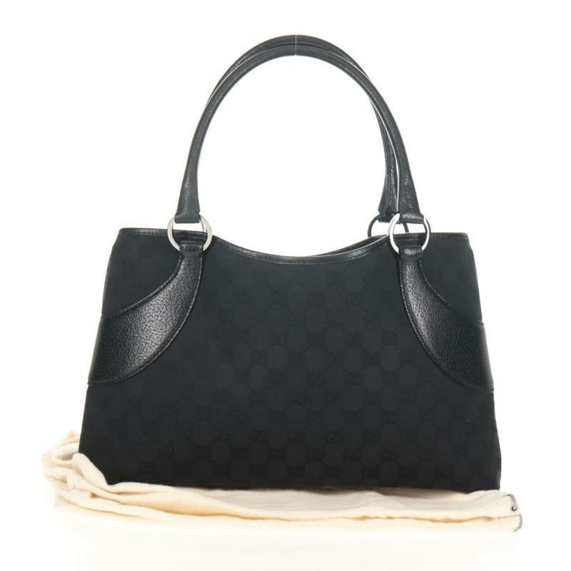 【日本直送】GUCCI GG帆布手提包 黑色 銀色 113015 正品 am9594V-11