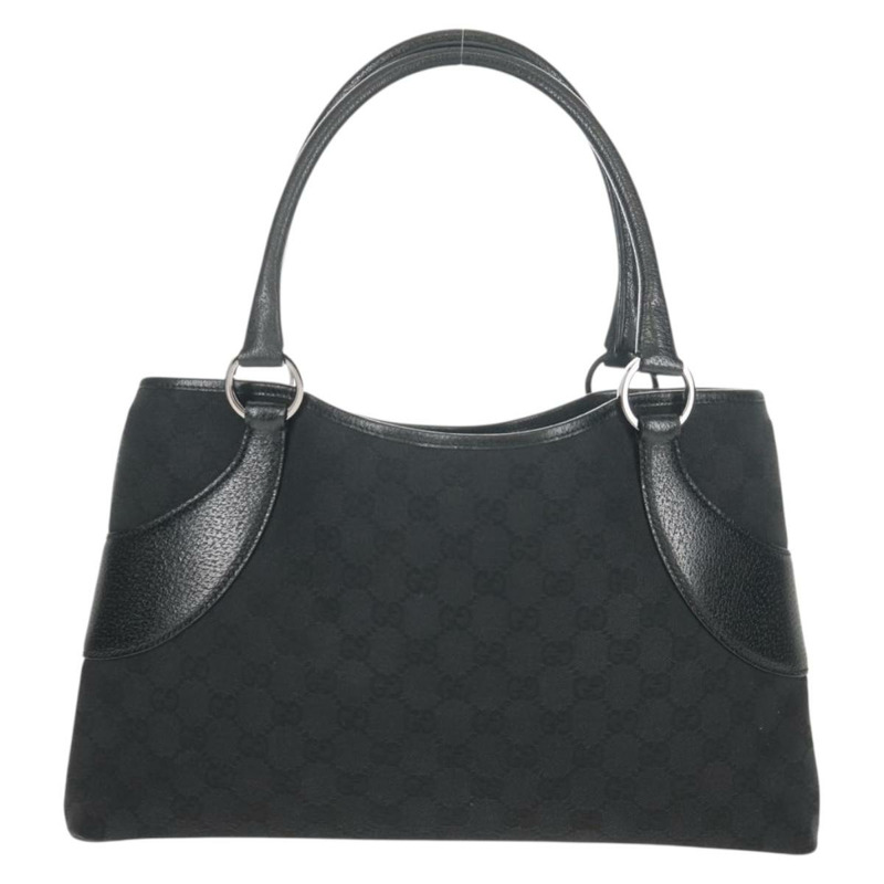 【日本直送】GUCCI GG帆布手提包 黑色 銀色 113015 正品 am9594V-12