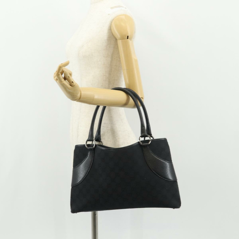 【日本直送】GUCCI GG帆布手提包 黑色 銀色 113015 正品 am9594V-21