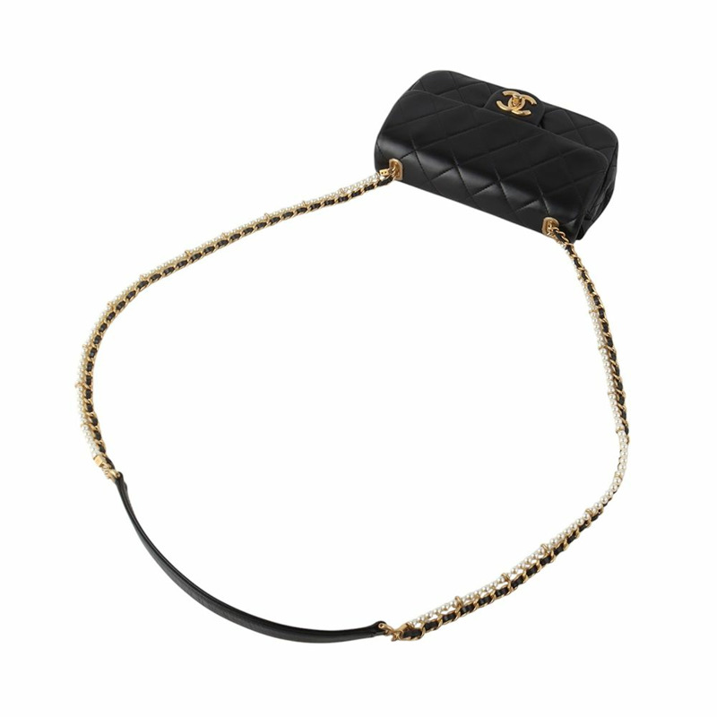 【包稅】CHANEL AS2210 經典珍珠小牛皮珍珠鍊迷你翻蓋包-3