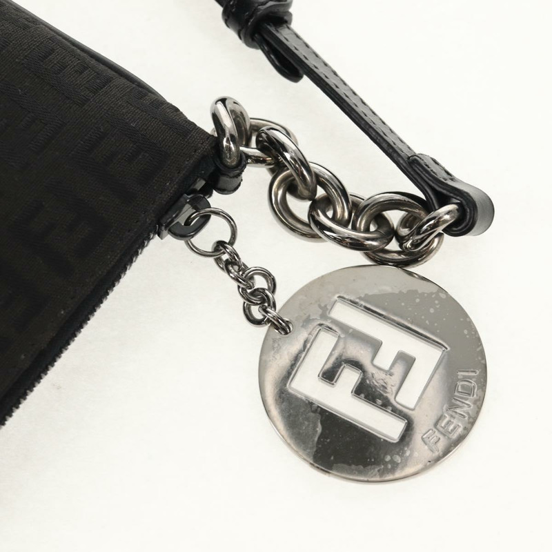【日本直送】FENDI Zucchino帆布單肩包 黑色 銀色 正品 am9929V-9