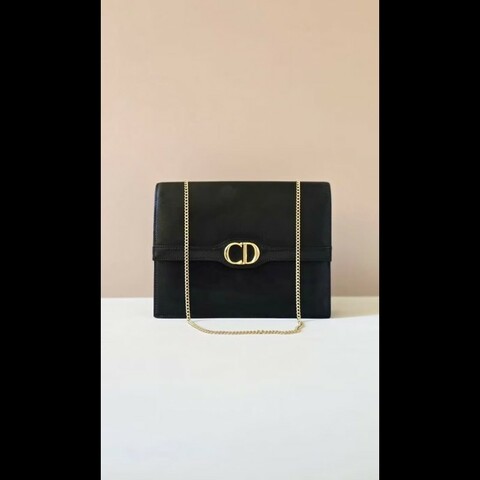 【LA LUNE】中古二手包 Dior 黑金色翻蓋包 單肩包 側背包 斜背包 古董包手袋