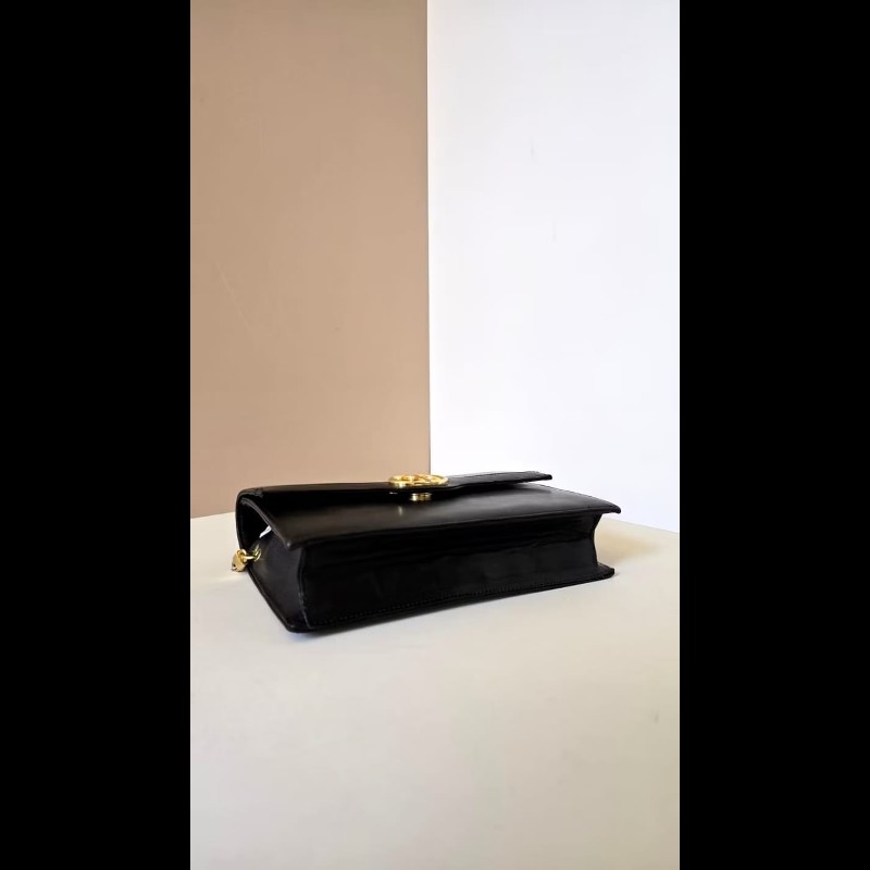 【LA LUNE】中古二手包 Dior 黑金色翻蓋包 單肩包 側背包 斜背包 古董包手袋-7