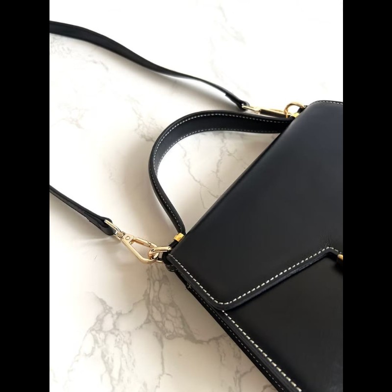 【LA LUNE】絕版古董包 Dior黑色明線翻蓋凱莉包 單肩包 側背包 斜背包 中古-3