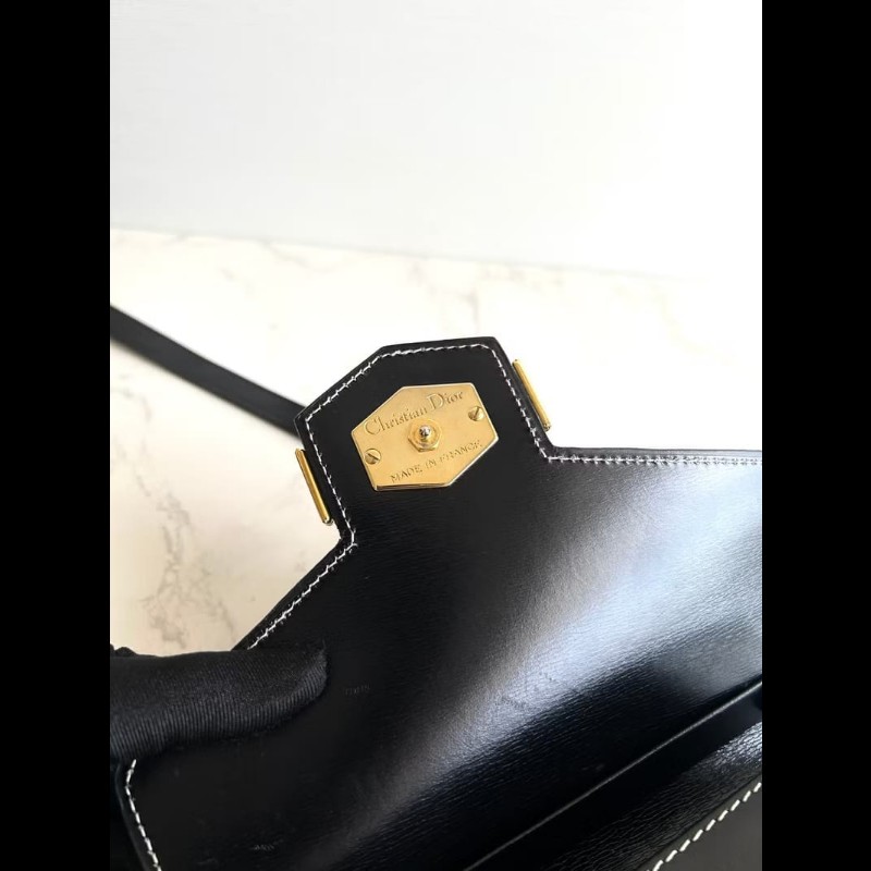 【LA LUNE】絕版古董包 Dior黑色明線翻蓋凱莉包 單肩包 側背包 斜背包 中古-6