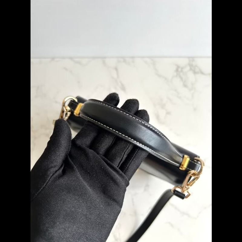 【LA LUNE】絕版古董包 Dior黑色明線翻蓋凱莉包 單肩包 側背包 斜背包 中古-8