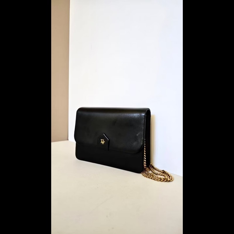 【LA LUNE】中古包 Dior黑金簡約鏈子盒子包 側背包 斜背包 皮革包 單肩包 二手包 古董包-4