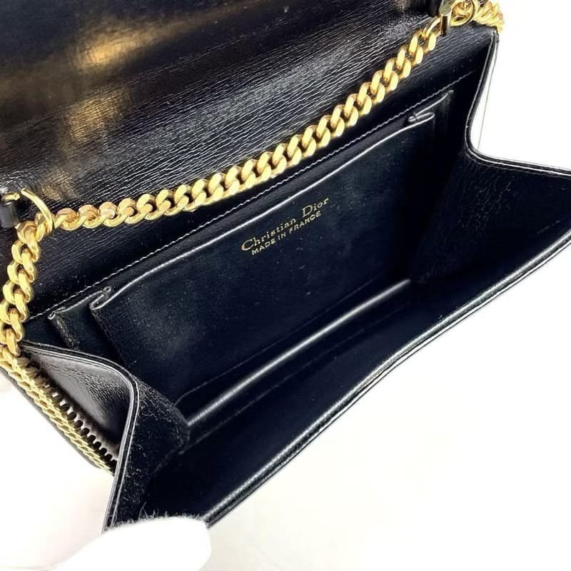 【LA LUNE】中古包 Dior黑金簡約鏈子盒子包 側背包 斜背包 皮革包 單肩包 二手包 古董包-5