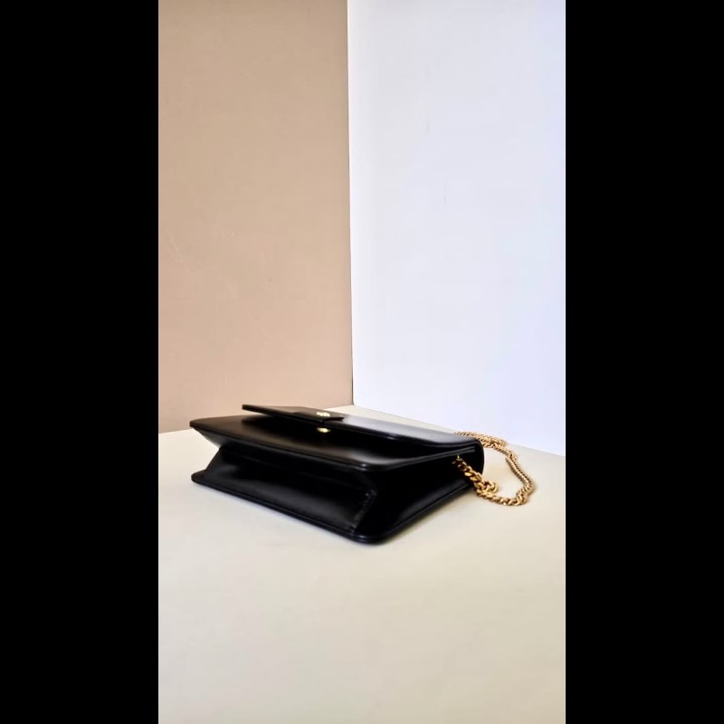 【LA LUNE】中古包 Dior黑金簡約鏈子盒子包 側背包 斜背包 皮革包 單肩包 二手包 古董包-6