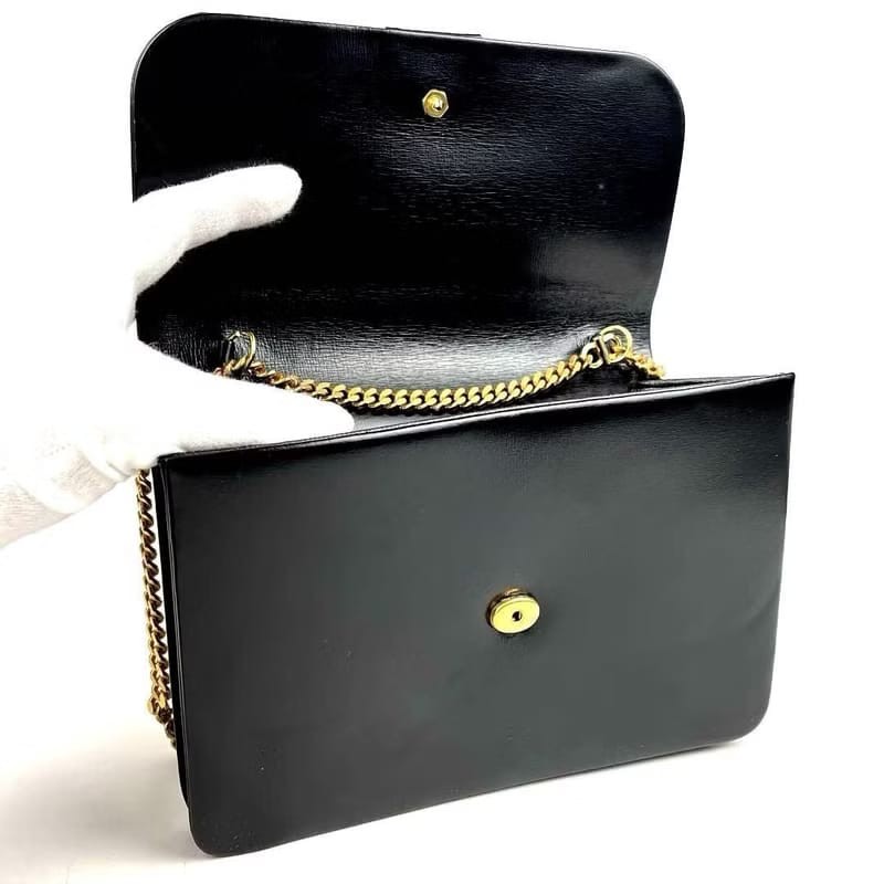 【LA LUNE】中古包 Dior黑金簡約鏈子盒子包 側背包 斜背包 皮革包 單肩包 二手包 古董包-7