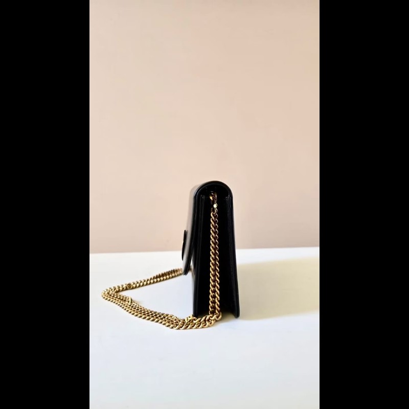 【LA LUNE】中古包 Dior黑金簡約鏈子盒子包 側背包 斜背包 皮革包 單肩包 二手包 古董包-8