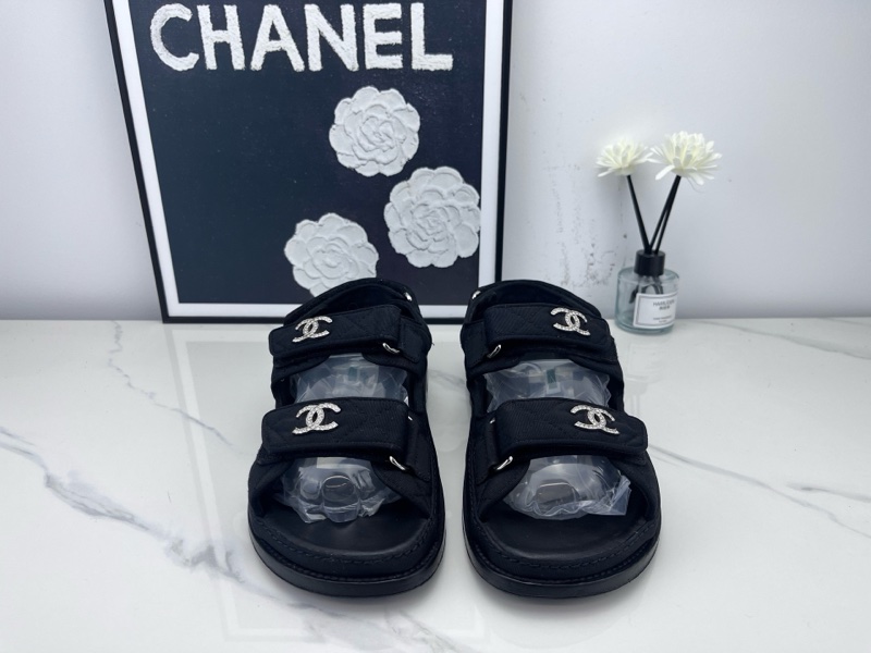 97新 Chanel 香奈兒 黑銀水鑽雙C涼鞋 37碼-1
