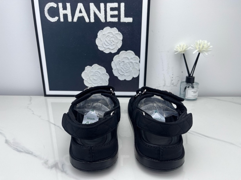 97新 Chanel 香奈兒 黑銀水鑽雙C涼鞋 37碼-2