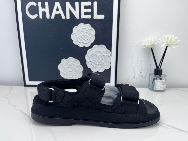 97新 Chanel 香奈兒 黑銀水鑽雙C涼鞋 37碼-4