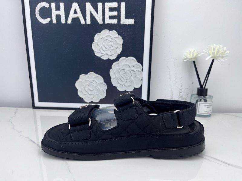 97新 Chanel 香奈兒 黑銀水鑽雙C涼鞋 37碼-6