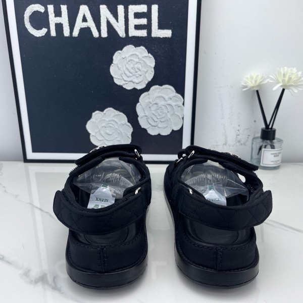 97新 Chanel 香奈兒 黑銀水鑽雙C涼鞋 37碼-10