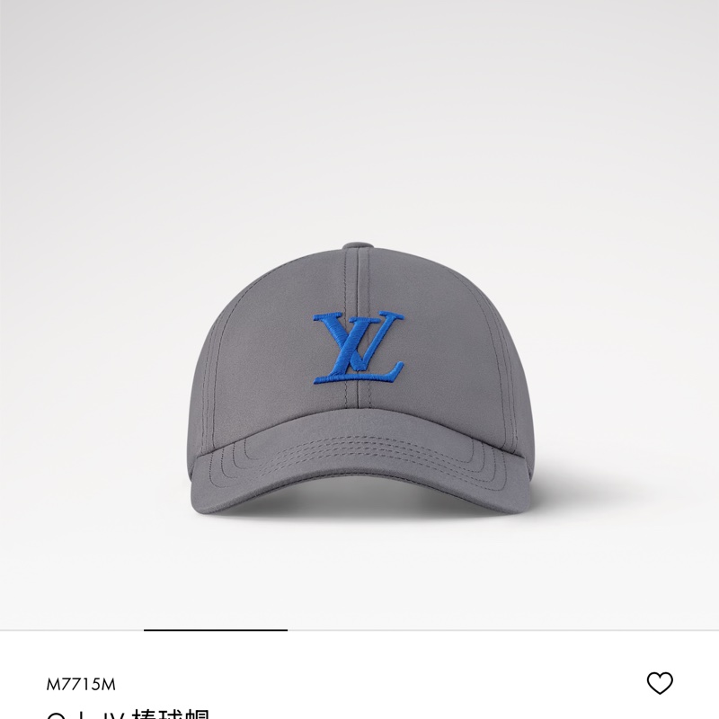 M7715M Only LV 棒球帽 Louis Vuitton LV 老花刺繡棒球帽|灰色藍字-5