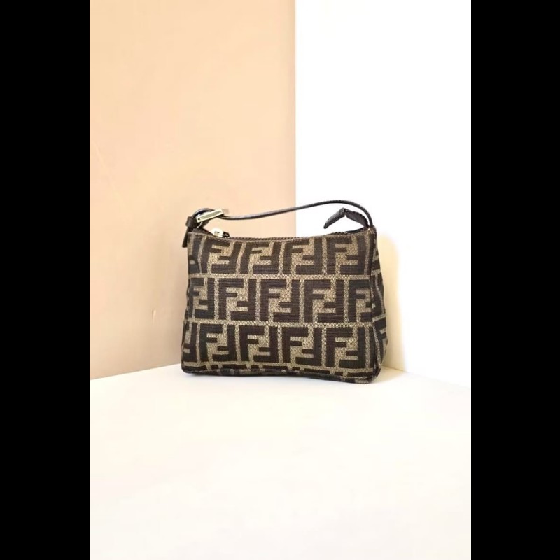 稀有中古包 Fendi Zucca 咖啡色老花迷你包 手提包 二手包 古董包-8
