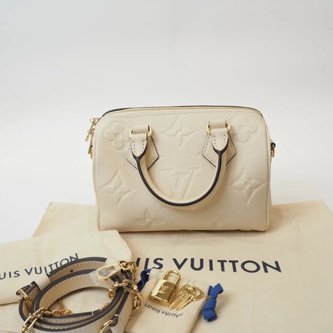 LOUIS VUITTON奶昔白壓紋Speedy20