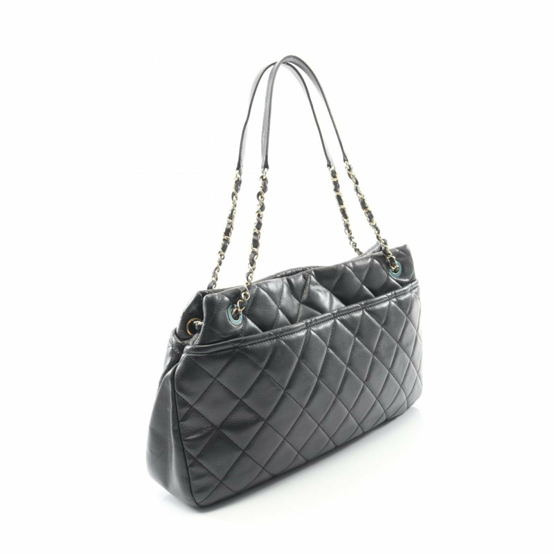 香奈兒女士絎縫托特包，小牛皮材質，黑色-1