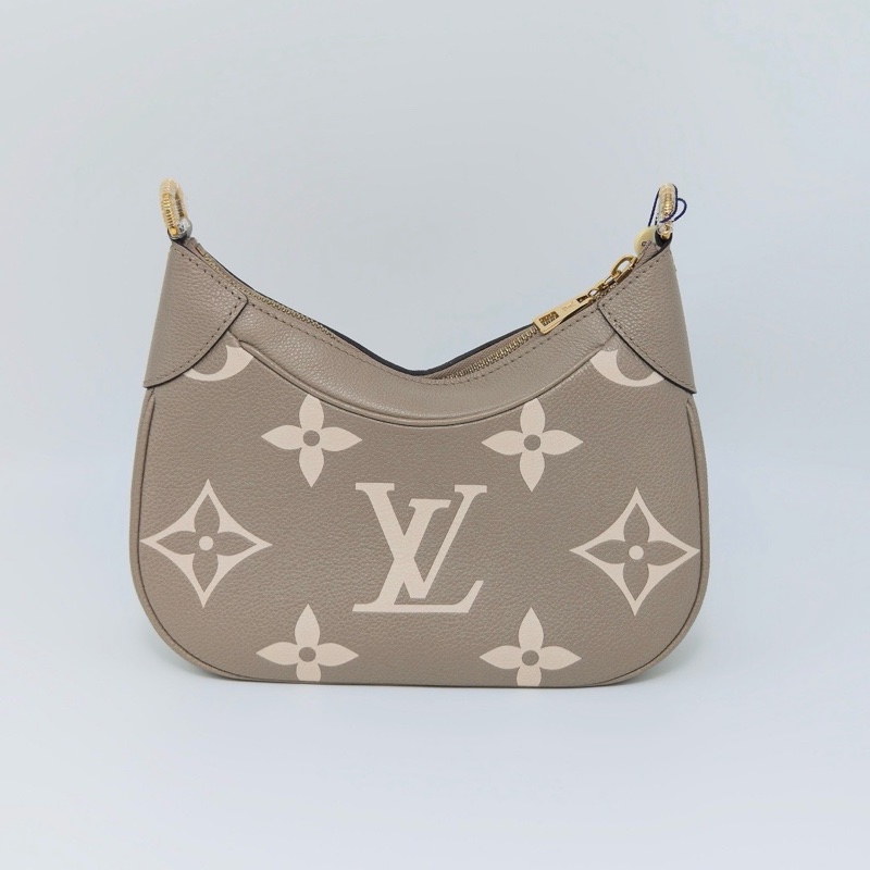 LV BAGATELLE 大象灰全皮壓紋手提肩背牛角包芯片款23*18*7 99新配件塵袋-6