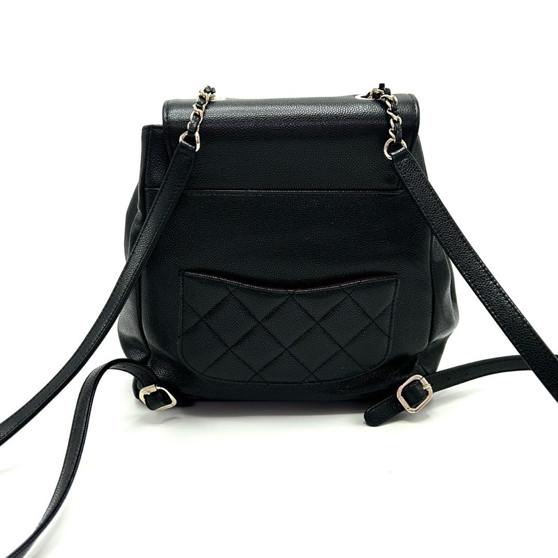 CHANEL 22B黑金荔枝牛皮後背包24*25*17 98新配件塵袋購證-6