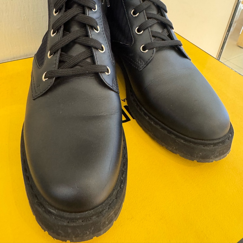 Fendi黑皮革咖老花襪套靴子🥾-10